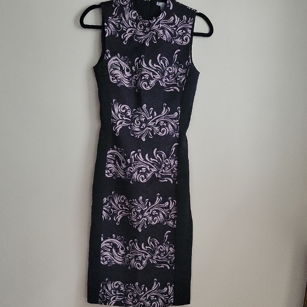 H&M Black Sheath Midi Dress Mock Neck Sleeveless